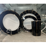MANSFIELD DINNER SET 4 PERSON DINNER SET BLACK AND GOLD
